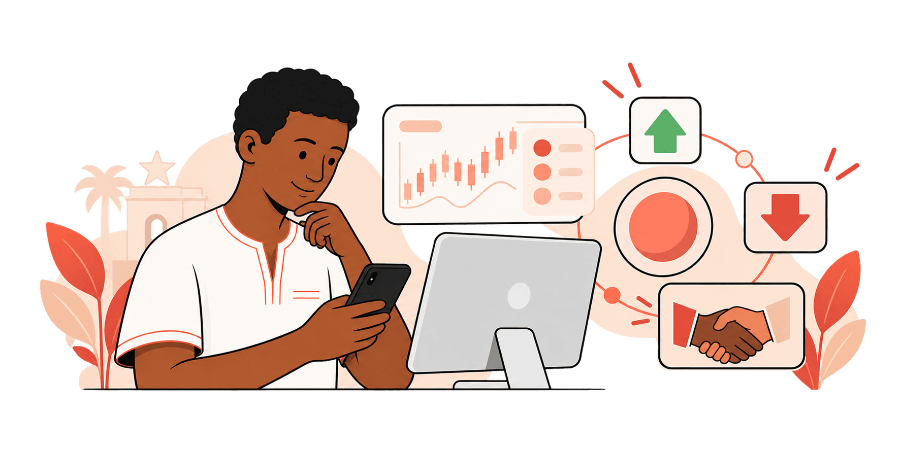 Illustration of a crypto sale moving through confirmation and payout