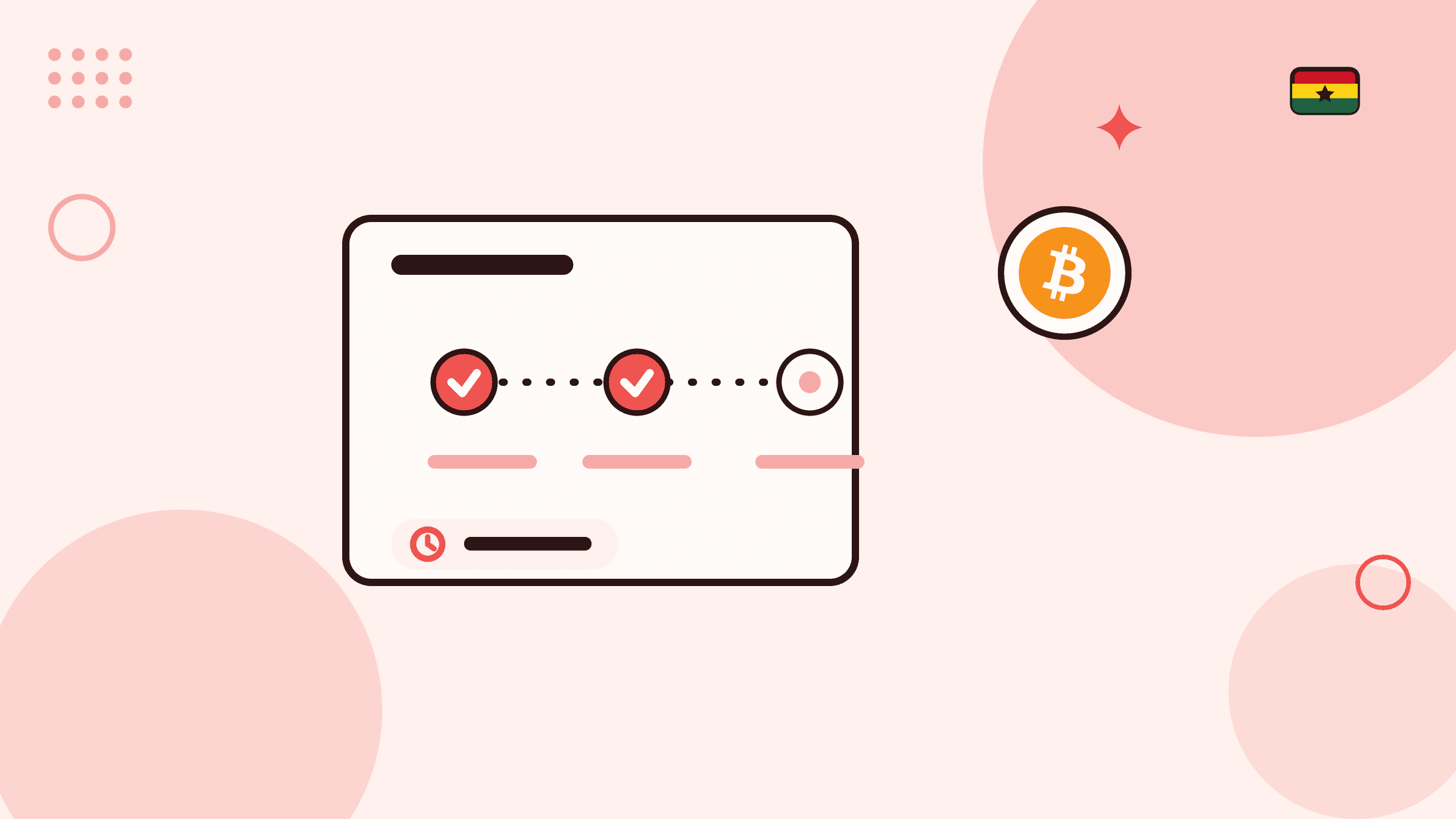 Illustration of a crypto purchase order on a phone for Ghana cedis