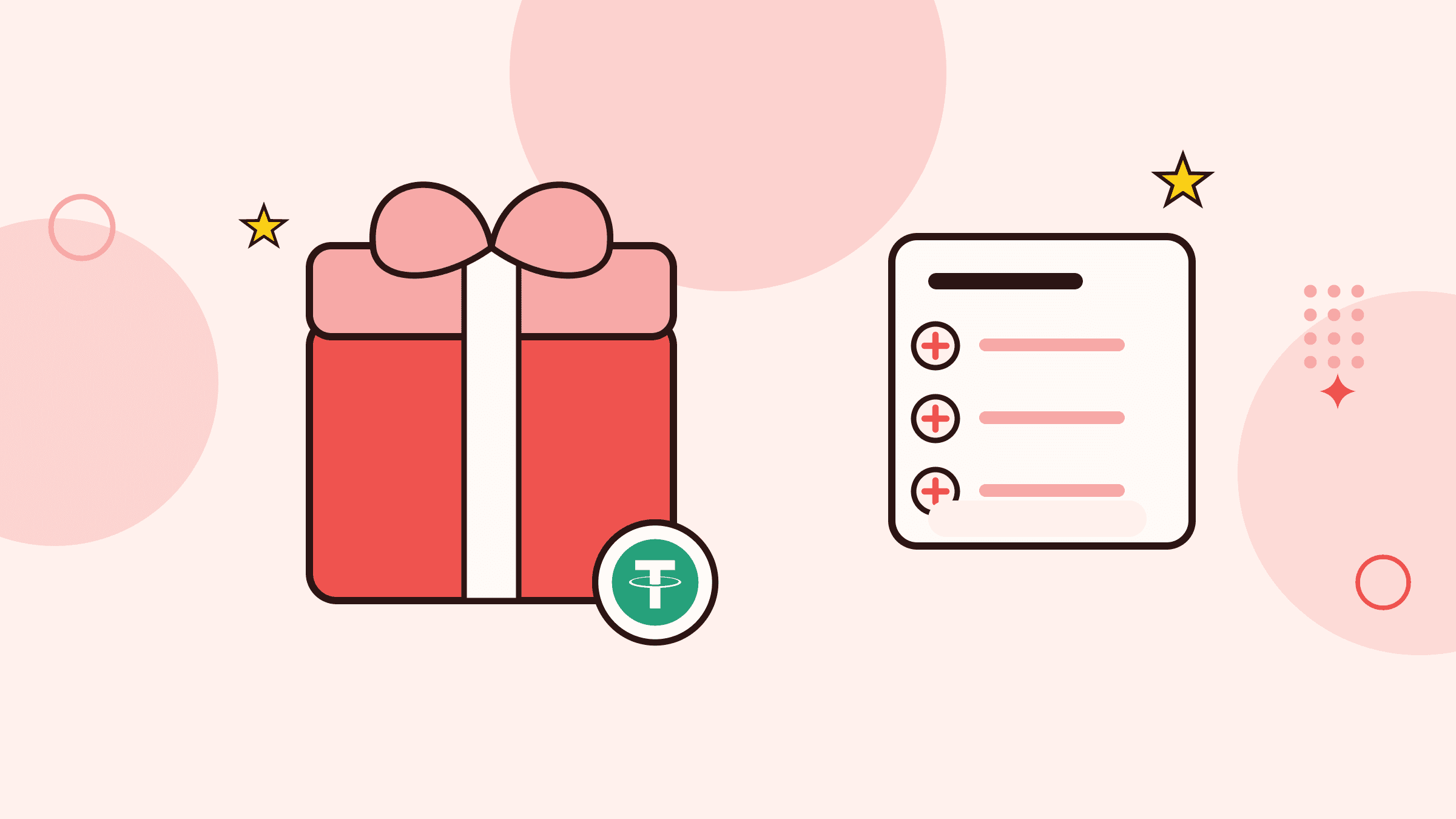 Illustration of a gift box with reward points adding up