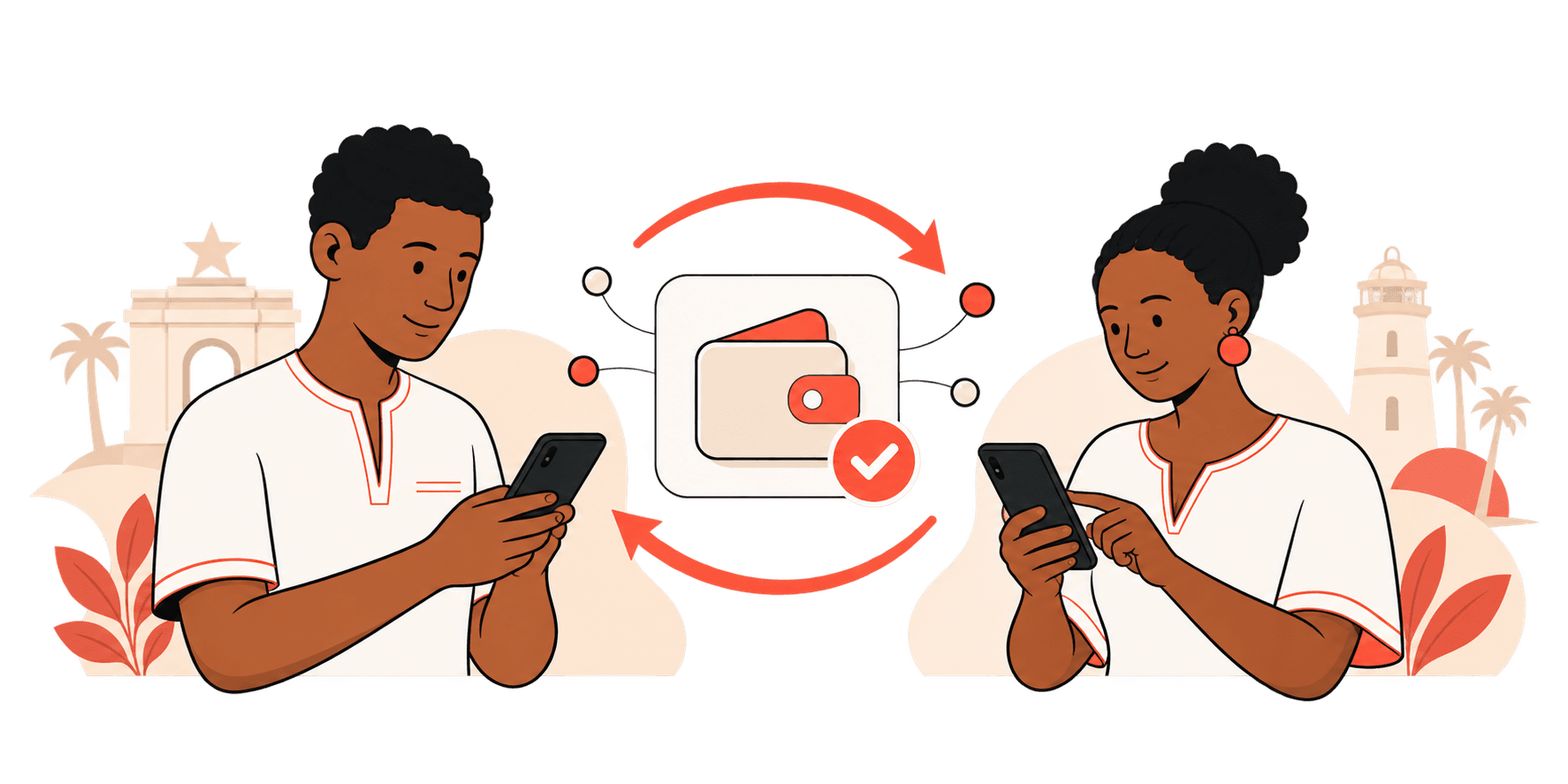 Illustration of a crypto wallet and a checked receiving address